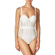 DKNY Sheers Strapless Bodysuit - White