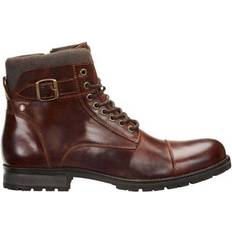 Block Heel - Men Lace Boots Jack & Jones Leather Boots - Brun/Brown Stone