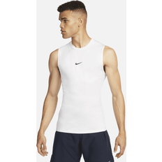 Men - White Tank Tops Nike Pro Men's Dri-FIT Tight Sleeveless Fitness Top White