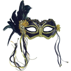 Bristol Novelty Metallic Side Feather Eye Mask