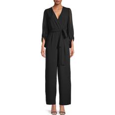 Donna Ricco Women's Wrap-Effect Jumpsuit Black