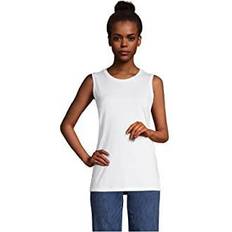 Lands' End Jumpers Lands' End Women's Supima Cotton Crewneck Tank, Small, White