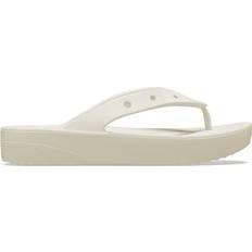 Beige - Women Flip-Flops Crocs Classic Platform Flip - Bone