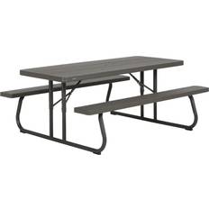 Camping Furniture on sale Lifetime Folding Table Wood Brown Picnic Steel Plastic 183 x 74 x 145 cm