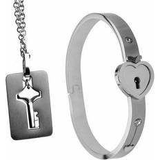 XR Brands Cuffed Locking Bracelet, Key Necklace Tungsten Steel