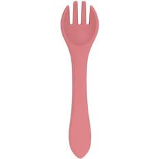 Best Baby Dinnerware Baby Silicone Weaning Fork Dusty Rose