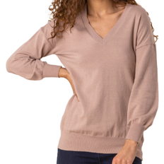 Roman Plain V-Neck Stretch Jumper - Light Pink