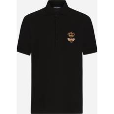 Dolce & Gabbana Cotton piqué polo-shirt with lurex embroidery