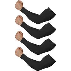 Football - Men Arm & Leg Warmers Feeke Tattoo Cover Up Cooling Sports Arm Sleeves 4-pack Unisex - Black