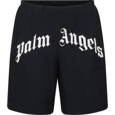 Palm Angels Curved Logo Swim Shorts - Black/White