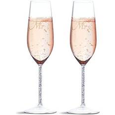 Juvale Set of 2 Mr Mrs Toasting Flutes Champagne Glass