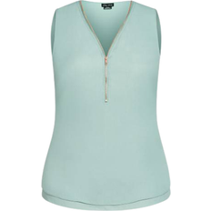 City Chic Sexy Zip Top - Sea Foam