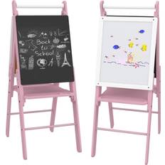 Aiyaplay 3 in 1 Easel for Kids, with Paper Roll, Adjustable Height Pink