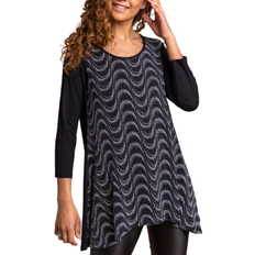 Roman Print Hanky Hem Tunic - Silver