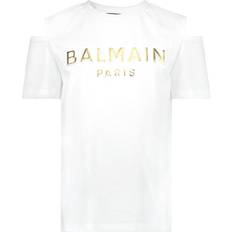 Balmain Kids White Cutout T-Shirt 100Or Wht/Gold 13Y