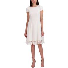 Donna Ricco Lace Trim A-Line Dress - Ivory