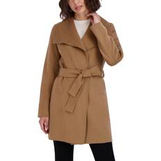 Tahari Ella Belted Wrap Coat Camel