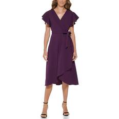 DKNY Women's Faux Wrap Dress - Deep Wine