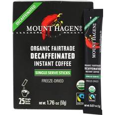 Mount Hagen Organic Fairtrade Decaffeinated Instant Coffee, 25 Single Serve Sticks, 1.76