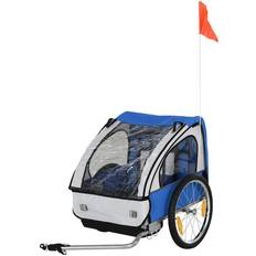 Homcom Reiten Kids Steel Frame 2-Seater Bicycle Trailer Blue /White