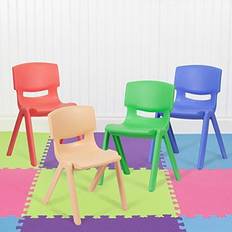 Emma + Oliver 4 Pack Plastic Stackable K-2 School Chair with 13.25