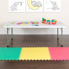 Emma + Oliver 4.93-Foot Kid's Granite White Plastic Folding Activity Table Play Table