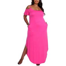 White Mark Lexi Maxi Dress Plus Size - Fuchsia