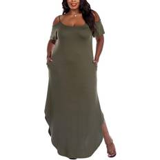 White Mark Lexi Maxi Dress Plus Size - Olive