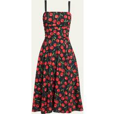 Dolce & Gabbana Cherry-print charmeuse calf-length dress