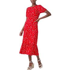 Roman Ditsy Floral Print Midi Dress - Red
