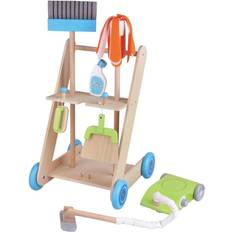 Lelin 11PC Wooden Toy Cart Trolley Pretend Play Set for Kids