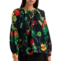 Oscar de la Renta Nasturtium Crepe Blouse - Navy Multi