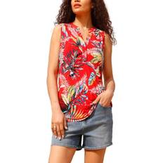 Roman Tropical Print Stretch Jersey Top - Red