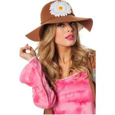 60's Hats Fancy Dress Horror-Shop Hippie Hut mit Blüte 70er Jahre Schlapphut
