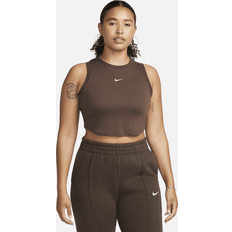 Nike Women's Sportswear Essential Ribbed Cropped Tank Top Baroque Brown/Sail