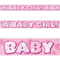 Unique Girls baby shower banners pink decorations, foil,jointed,ribbon,garlands,giant