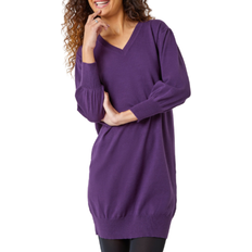 Roman Knitted Jumper Dress - Purple