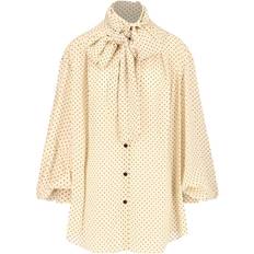 Silk Shirts Balmain Printed shirt with knotted collar beige