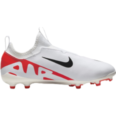 White Football Shoes Nike Jr Zoom Mercurial Vapor 15 Academy MG - Bright Crimson/Black/White