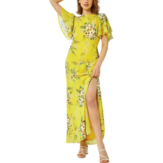 Roman Floral Tiered Sleeve Maxi Dress - Yellow