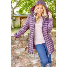 Purple Coats Roman Longline Zip-Through Padded Winter Coat in Purple