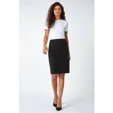 Roman Pull On Stretch Pencil Skirt in Black