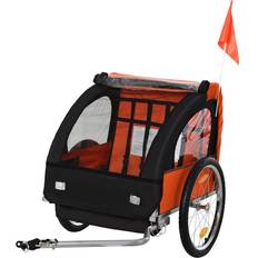 Best Bicycle Carts & Tandem Bike Trailers Homcom Reiten Kids Steel Frame 2-Seater Bicycle Trailer Orange/Black