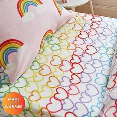 Pink Fabrics Catherine Lansfield Kids Rainbow Hearts Cosy Fleece Fitted Sheet