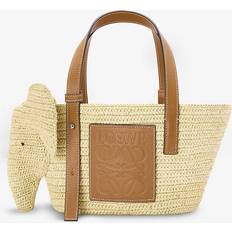 Loewe Womens Natural/tan Elephant Small Raffia and Leather Shoudler bag