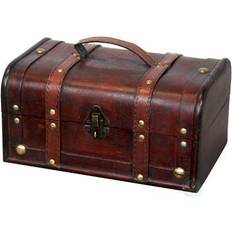 Vintiquewise Wood Treasure Trunk Chest with Storage Box