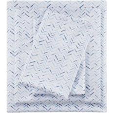 Intelligent Design Printed Microfiber 4 Bed Sheet Blue