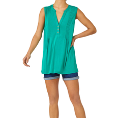 Green Blouses Roman Sleeveless Button Detail Vest - Green