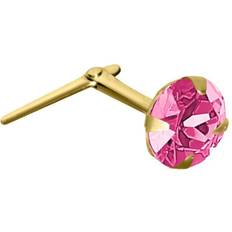 Jewelco London 9ct gold pink crystal claw set andralok hinged nose stud 4mm