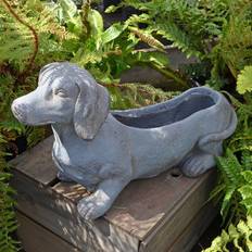 Solstice Sculptures Europa Sausage Dog 30cm Fibre Clay Planter